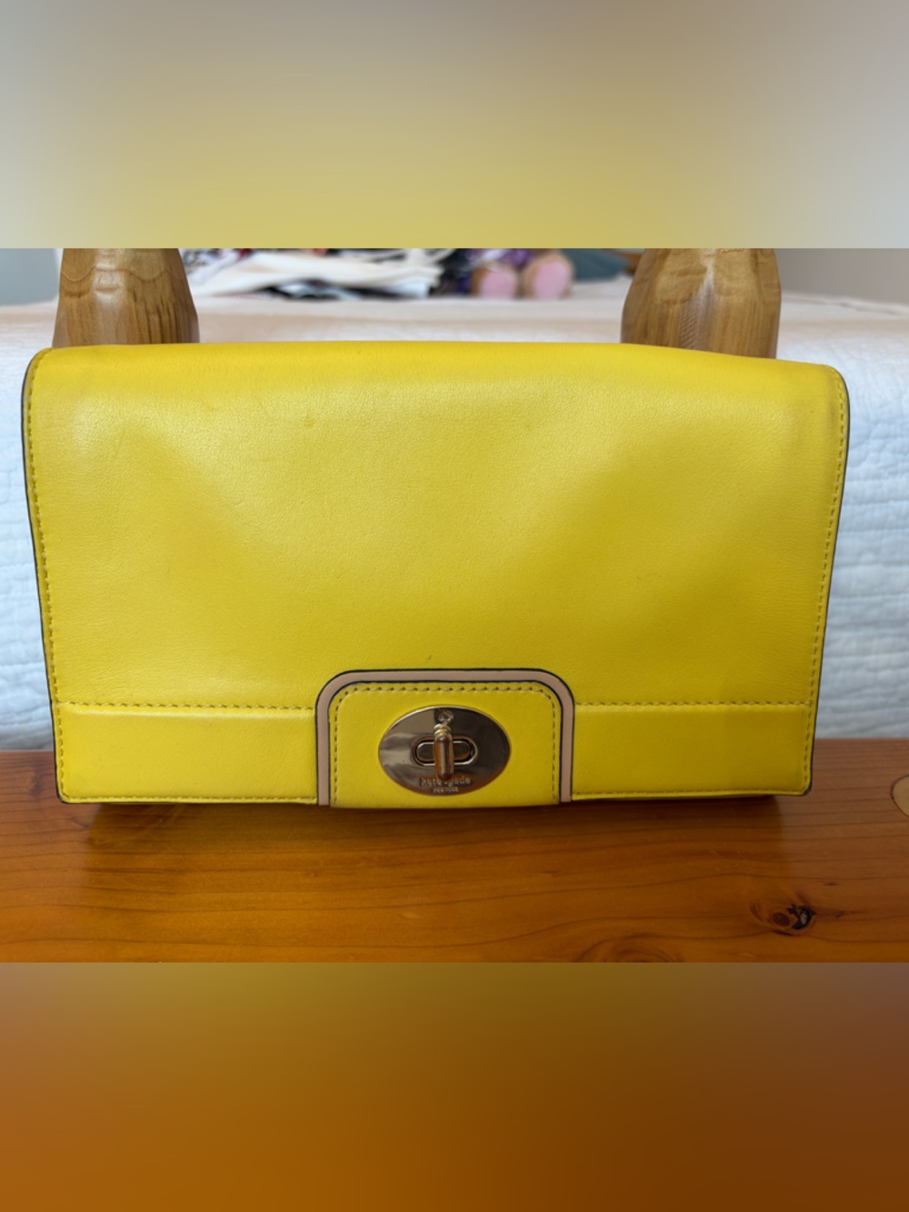 kate spade Yellow Leather Turn-Lock Clutch